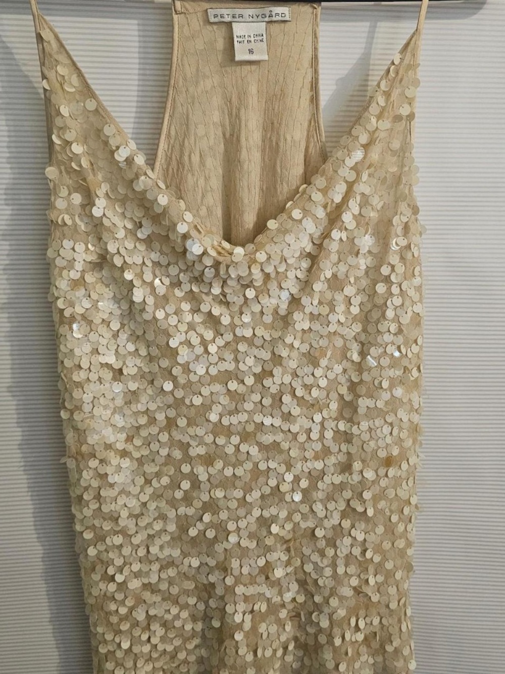 100% Silk Champagne Sequin Top